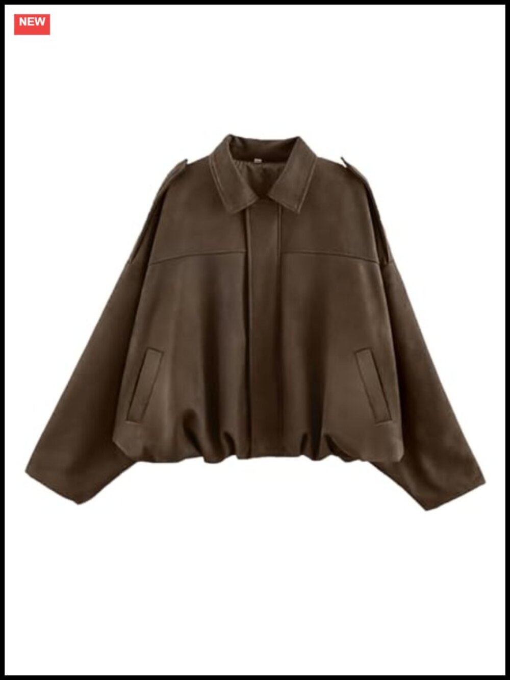 Faux Suede Bomber Jacket Oversized Cropped Long Sleeve Casual Coat
